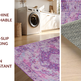 Ultra Soft Area Rug, Non Slip, Stain Resistant, Washable Area Rugs for Living Room, Bedroom, Classic Tiled Earthy Essence(Pink)