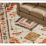 Ultra Soft Area Rug, Non Slip, Stain Resistant, Washable Area Rugs for Living Room, Bedroom, Rustic Earthy Tribal Design(Beige)