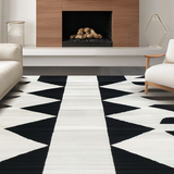 Ultra Soft Area Rug, Non Slip, Stain Resistant, Washable Area Rugs for Living Room, Bedroom, Black White Stripe Outdoor Rug(Black)