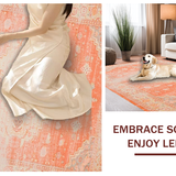Ultra Soft Area Rug, Non Slip, Stain Resistant, Washable Area Rugs for Living Room, Bedroom, Transitional Warm Tones Arrangement(Orange)