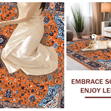Ultra Soft Area Rug, Non Slip, Stain Resistant, Washable Area Rugs for Living Room, Bedroom, Charming Vintage Botanical Inspiration(Orange)