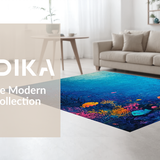 Ultra Soft Area Rug, Non Slip, Stain Resistant, Washable Area Rugs for Living Room, Bedroom, Tropical Aquatic Sanctuary Rug With Gentle Turtles Drifting Through Reefs(Blue)