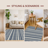 Ultra Soft Area Rug, Non Slip, Stain Resistant, Washable Area Rugs for Living Room, Bedroom, Serene Coastal Vibe with Anchor(Blue)