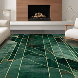Ultra Soft Area Rug, Non Slip, Stain Resistant, Washable Area Rugs for Living Room, Bedroom, Sleek Abstract Linear Patterns(Green)