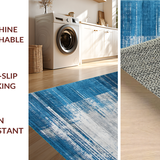 Ultra Soft Area Rug, Non Slip, Stain Resistant, Washable Area Rugs for Living Room, Bedroom, Serene Blue Gray Geometric Design(Blue)