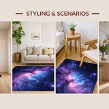 Ultra Soft Area Rug, Non Slip, Stain Resistant, Washable Area Rugs for Living Room, Bedroom, Enchanting Twilight Galaxy Motif(Purple)