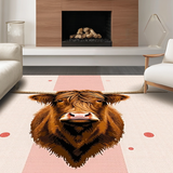 Ultra Soft Area Rug, Non Slip, Stain Resistant, Washable Area Rugs for Living Room, Bedroom, Contemporary Cozy Cow Graphic(Brown)