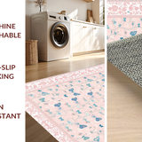 Ultra Soft Area Rug, Non Slip, Stain Resistant, Washable Area Rugs for Living Room, Bedroom, Serene Floral Scalloped Pattern(Pink)
