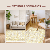 Ultra Soft Area Rug, Non Slip, Stain Resistant, Washable Area Rugs for Living Room, Bedroom, Soft Plush Geometric Elegance(Gold)