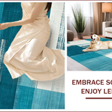 Ultra Soft Area Rug, Non Slip, Stain Resistant, Washable Area Rugs for Living Room, Bedroom, Contemporary Abstract Teal Geometry(Blue)