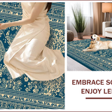 Ultra Soft Area Rug, Non Slip, Stain Resistant, Washable Area Rugs for Living Room, Bedroom, Rustic Neutral Farmhouse Kitchen Non-Slip Rug Set(Blue)