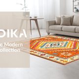Ultra Soft Area Rug, Non Slip, Stain Resistant, Washable Area Rugs for Living Room, Bedroom, Vibrant Rainbow Abstract Motif(Orange)