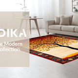 Ultra Soft Area Rug, Non Slip, Stain Resistant, Washable Area Rugs for Living Room, Bedroom, Bold Artistic Nature Print(Red)