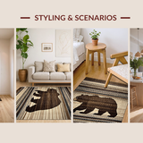 Ultra Soft Area Rug, Non Slip, Stain Resistant, Washable Area Rugs for Living Room, Bedroom, Luxurious Silky Textured Motif(Brown)