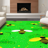 Ultra Soft Area Rug, Non Slip, Stain Resistant, Washable Area Rugs for Living Room, Bedroom, Cheerful Green Insect Design(Green)
