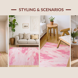 Ultra Soft Area Rug, Non Slip, Stain Resistant, Washable Area Rugs for Living Room, Bedroom, Modern Dreamy Gradient Finish(Pink)