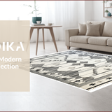 Ultra Soft Area Rug, Non Slip, Stain Resistant, Washable Area Rugs for Living Room, Bedroom, Ivory Black Geometric Bedroom Fringe Carpet(Beige)