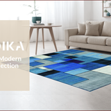 Ultra Soft Area Rug, Non Slip, Stain Resistant, Washable Area Rugs for Living Room, Bedroom, Vibrant Abstract Geometric Composition(Blue)