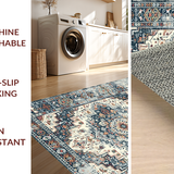 Ultra Soft Area Rug, Non Slip, Stain Resistant, Washable Area Rugs for Living Room, Bedroom, Sophisticated Modern Medallion Layout(Gray)