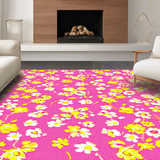 Ultra Soft Area Rug, Non Slip, Stain Resistant, Washable Area Rugs for Living Room, Bedroom, Whimsical Geometric Flower Motif(Pink)