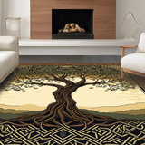 Ultra Soft Area Rug, Non Slip, Stain Resistant, Washable Area Rugs for Living Room, Bedroom, Elegant Gold and Brown Harmony(Brown)