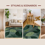 Ultra Soft Area Rug, Non Slip, Stain Resistant, Washable Area Rugs for Living Room, Bedroom, Luxurious Dark Green Abstract Design(Gray)