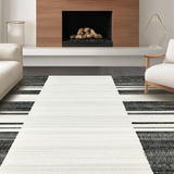 Ultra Soft Area Rug, Non Slip, Stain Resistant, Washable Area Rugs for Living Room, Bedroom, Minimalist Two-Tone Linear Rug with Striking Black and White Stripe Composition(Gray)