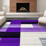 Ultra Soft Area Rug, Non Slip, Stain Resistant, Washable Area Rugs for Living Room, Bedroom, Bold Diamond Abstract Composition(Purple)