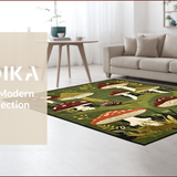 Ultra Soft Area Rug, Non Slip, Stain Resistant, Washable Area Rugs for Living Room, Bedroom, Vibrant Earthy Mushroom Aesthetic(Green)