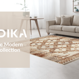 Ultra Soft Area Rug, Non Slip, Stain Resistant, Washable Area Rugs for Living Room, Bedroom, Chic Contemporary Linear Elements(Brown)