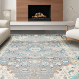 Ultra Soft Area Rug, Non Slip, Stain Resistant, Washable Area Rugs for Living Room, Bedroom, Timeless Earthy Floral Composition(Gray)