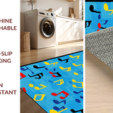Ultra Soft Area Rug, Non Slip, Stain Resistant, Washable Area Rugs for Living Room, Bedroom, Vibrant Musical Harmony Theme(Blue)