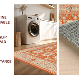 Ultra Soft Area Rug, Non Slip, Stain Resistant, Washable Area Rugs for Living Room, Bedroom, Vivid Herringbone Patterned Elegance(Orange)