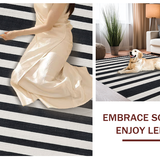 Ultra Soft Area Rug, Non Slip, Stain Resistant, Washable Area Rugs for Living Room, Bedroom, Retro Black & White Striped Rug: Modern Geometric Area Rug(Black)