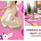 Ultra Soft Area Rug, Non Slip, Stain Resistant, Washable Area Rugs for Living Room, Bedroom, Joyful Springtime Animal Illustration(Pink)