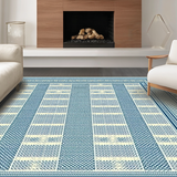 Ultra Soft Area Rug, Non Slip, Stain Resistant, Washable Area Rugs for Living Room, Bedroom, Rustic Textured Oval Motif(Blue)