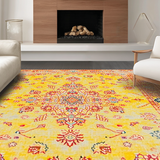 Ultra Soft Area Rug, Non Slip, Stain Resistant, Washable Area Rugs for Living Room, Bedroom, Whimsical Colorful Abstract Flourish(Yellow)
