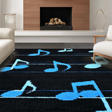 Ultra Soft Area Rug, Non Slip, Stain Resistant, Washable Area Rugs for Living Room, Bedroom, Eclectic Artistic Note Arrangement(Black)