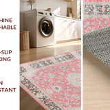 Ultra Soft Area Rug, Non Slip, Stain Resistant, Washable Area Rugs for Living Room, Bedroom, Chic Transitional Pastel Motif(Pink)