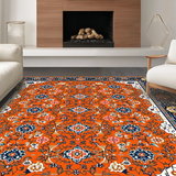 Ultra Soft Area Rug, Non Slip, Stain Resistant, Washable Area Rugs for Living Room, Bedroom, Timeless Vintage Botanical Design(Orange)