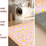 Ultra Soft Area Rug, Non Slip, Stain Resistant, Washable Area Rugs for Living Room, Bedroom, Playful White Petal Motif(Pink)