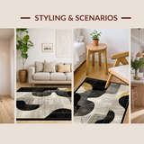 Ultra Soft Area Rug, Non Slip, Stain Resistant, Washable Area Rugs for Living Room, Bedroom, Elegant Textured Layered Motif(Gray)