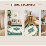 Ultra Soft Area Rug, Non Slip, Stain Resistant, Washable Area Rugs for Living Room, Bedroom, Oriental Distressed Floral(Green)
