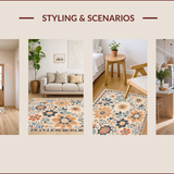 Ultra Soft Area Rug, Non Slip, Stain Resistant, Washable Area Rugs for Living Room, Bedroom, Floral Vintage Medallion(Beige)