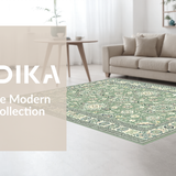 Ultra Soft Area Rug, Non Slip, Stain Resistant, Washable Area Rugs for Living Room, Bedroom, Rustic Soft Sage Floral Design(Green)