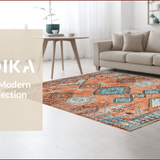 Ultra Soft Area Rug, Non Slip, Stain Resistant, Washable Area Rugs for Living Room, Bedroom, Cozy Earthy Tiled Aesthetic(Orange)