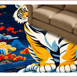 Ultra Soft Area Rug, Non Slip, Stain Resistant, Washable Area Rugs for Living Room, Bedroom, Ethnic Colorful Animal Print(Blue)