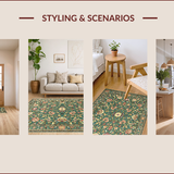 Ultra Soft Area Rug, Non Slip, Stain Resistant, Washable Area Rugs for Living Room, Bedroom, Lively Earth Tones with Intricate Patterns(Green)
