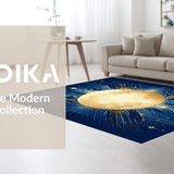 Ultra Soft Area Rug, Non Slip, Stain Resistant, Washable Area Rugs for Living Room, Bedroom, Radiant Solar Lunar Fusion Art(Gold)