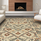 Ultra Soft Area Rug, Non Slip, Stain Resistant, Washable Area Rugs for Living Room, Bedroom, Modern Linear Trellis Composition(Beige)